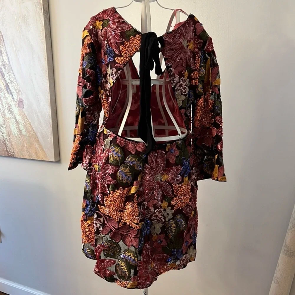 Anthropologie Floral Sequin Mini Dress - Multicolor - Picture 7 of 7